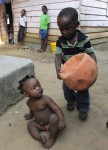 A child plays ball on January 23, 2012 o