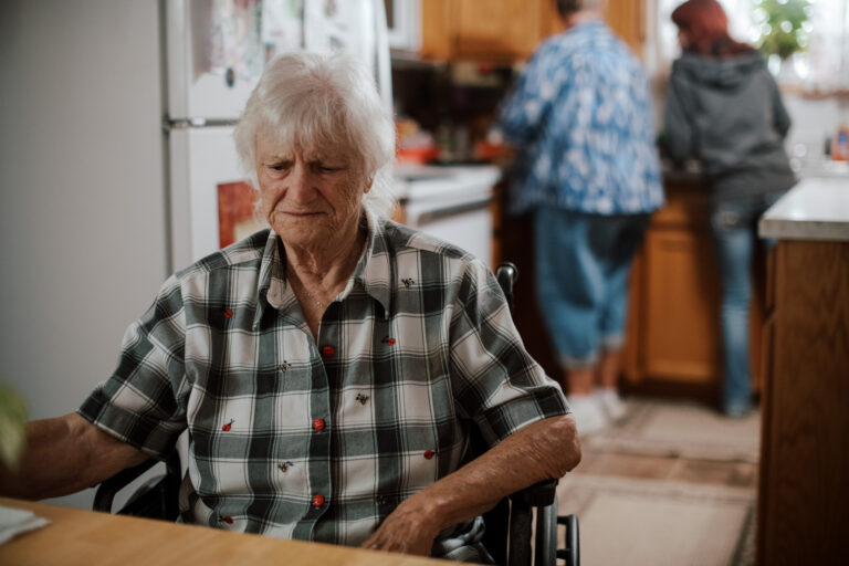 Marie Cooper, Morgantown, West Virginia - July 31st, 2024 Marie Cooper sits as her daughter Sherry Uphold and great-granddaughter Juliet McCarthy prepare her breakfast. Before her hospitalization Marie lived independently and took care of all of herself. Credit: Kristian Thacker for The New York Times